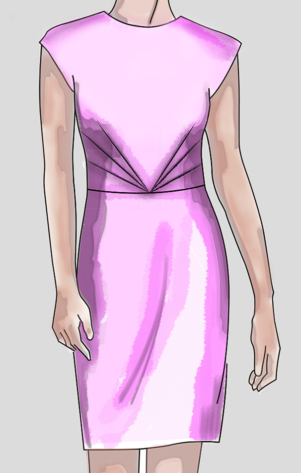 Modellzeichnung Kleid mit Abnäher Varianten