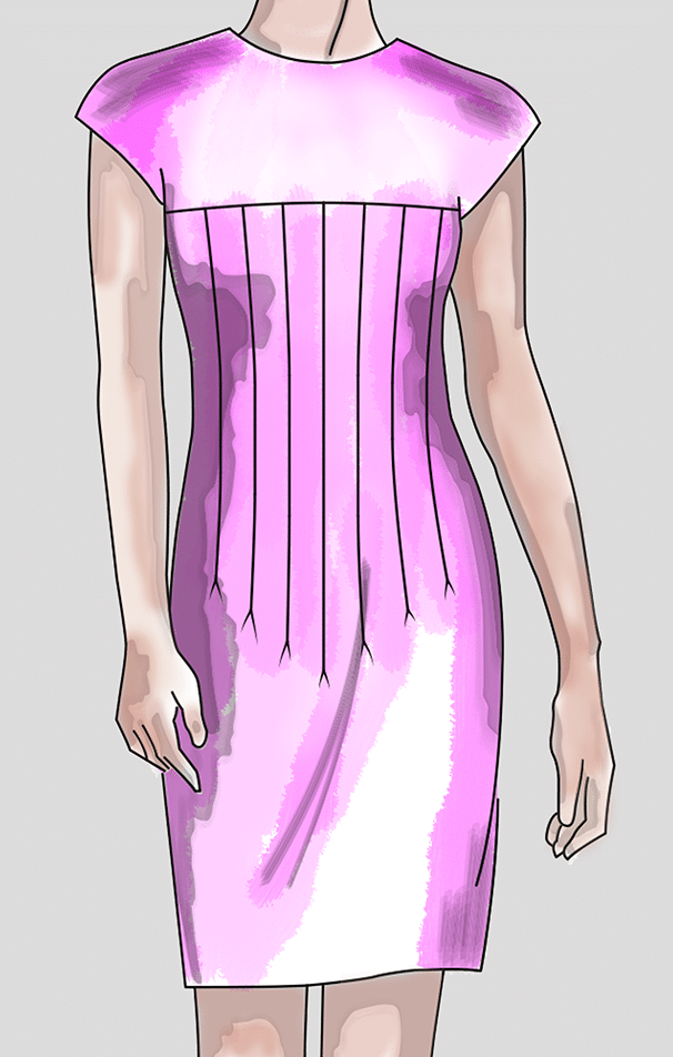 Modellzeichnung Kleid mit Abnäher Varianten