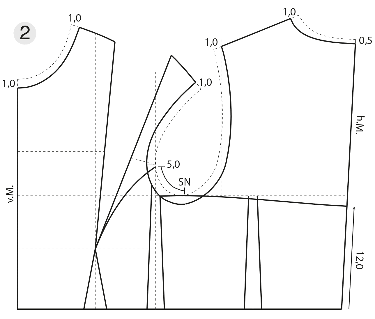 Abgebildet ist die Schnitttechnik von einem Sportswear Bikini für Damen.