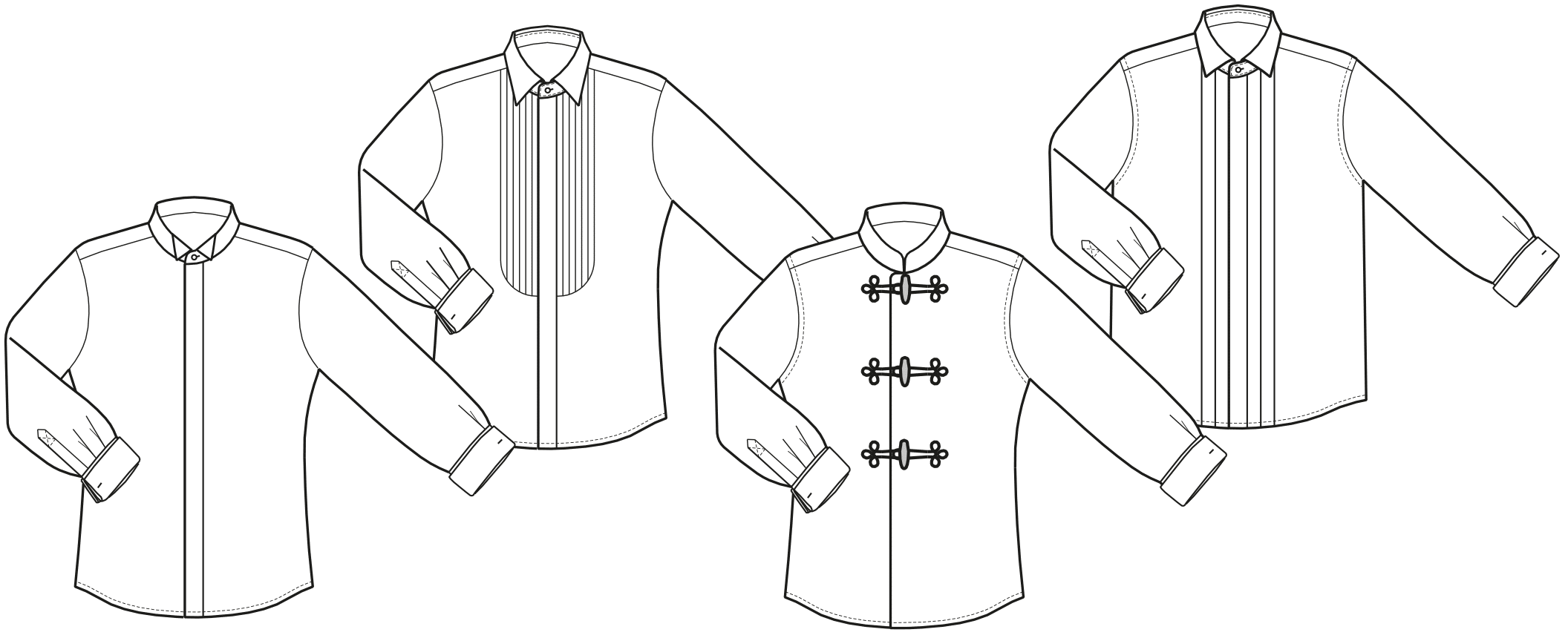 Technische Zeichnungen von Hemden in Bauchgröße für Dirigenten ist abgebildet.