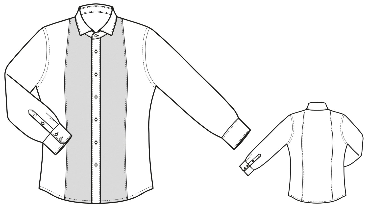 Die Abbildung zeigt die technische Zeichnung eines Hemdes.