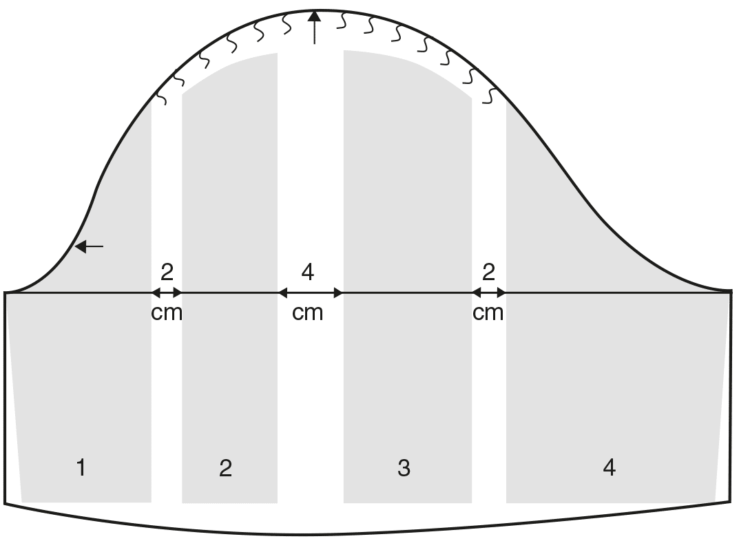 Zu sehen ist die Schnittkonstruktion eines Ärmels.