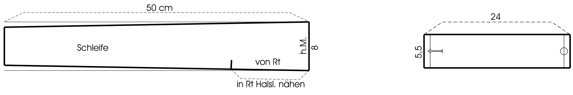 Die Abbildung zeigt die Schnitt-Technik eines Kragens und einer Manschette für Große Größen.