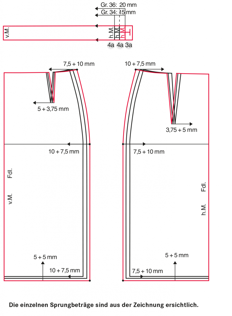 Gradieren eines Rockes mit Abnähern und Bund › M.Müller & Sohn