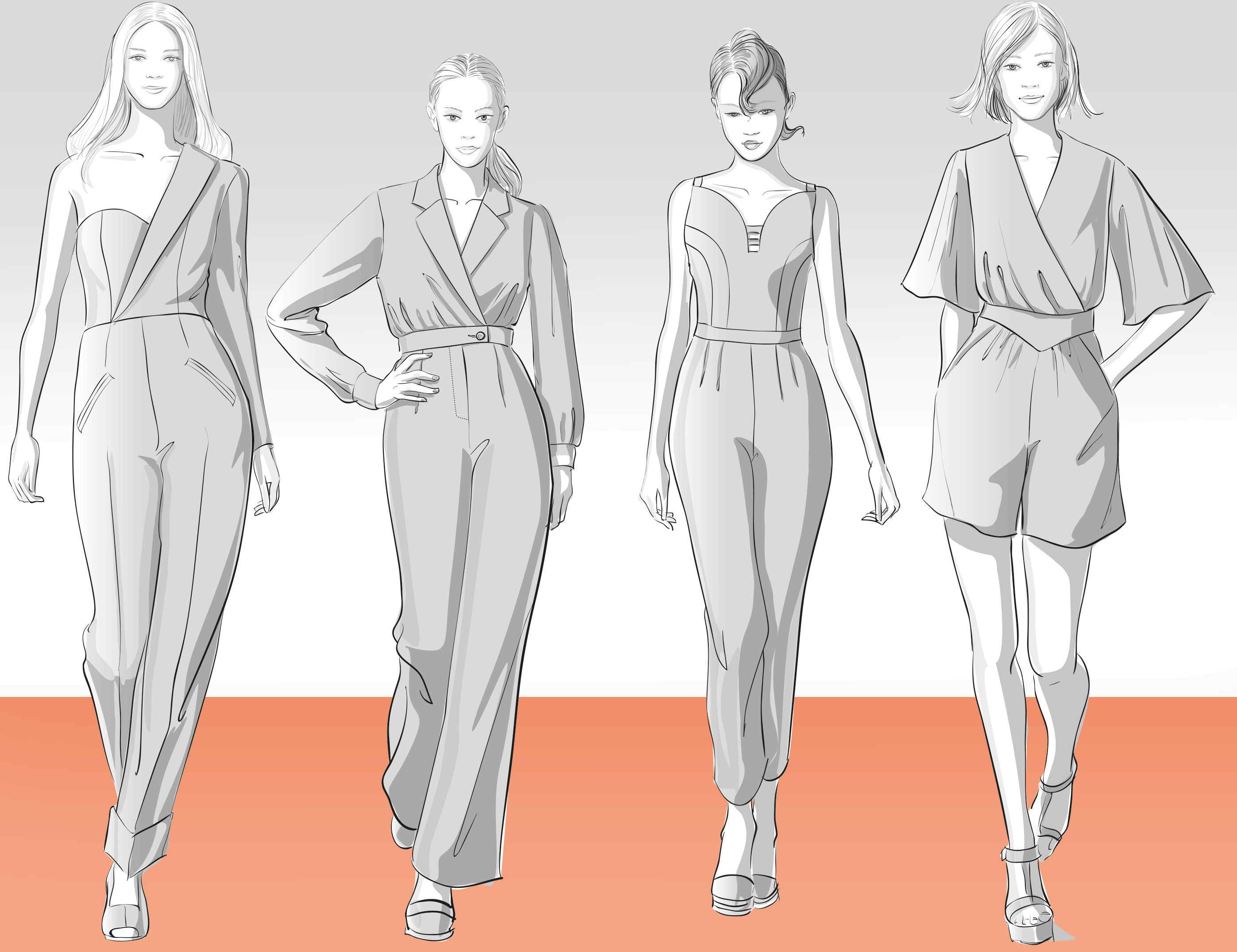 The drawing steps of the jumpsuit  Unaku