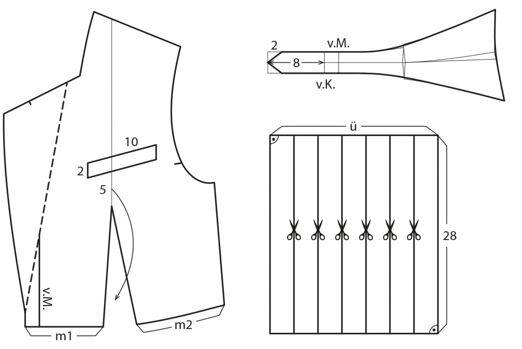 Die Abbildung zeigt die Schnitt-Technik von einem Blazer für Damen.