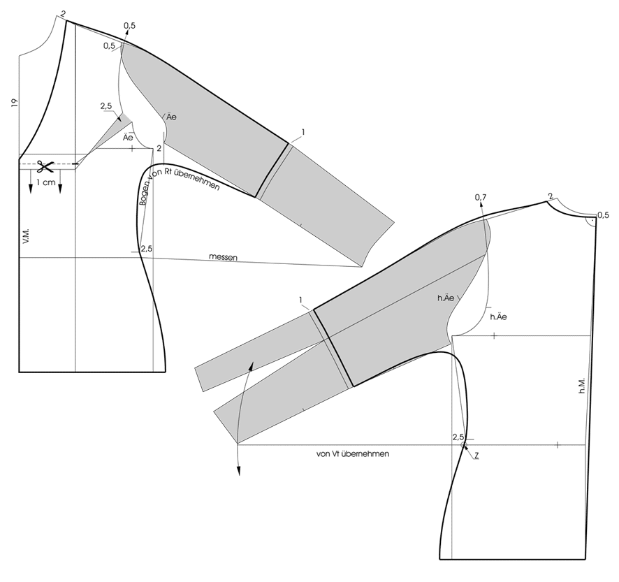 Pattern construction for kimono and batwing sleeve