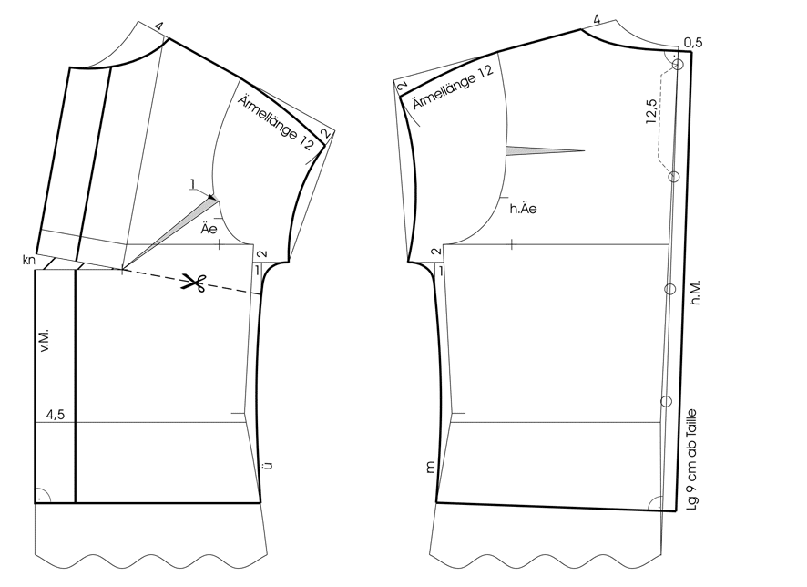 Pattern construction for kimono and batwing sleeve