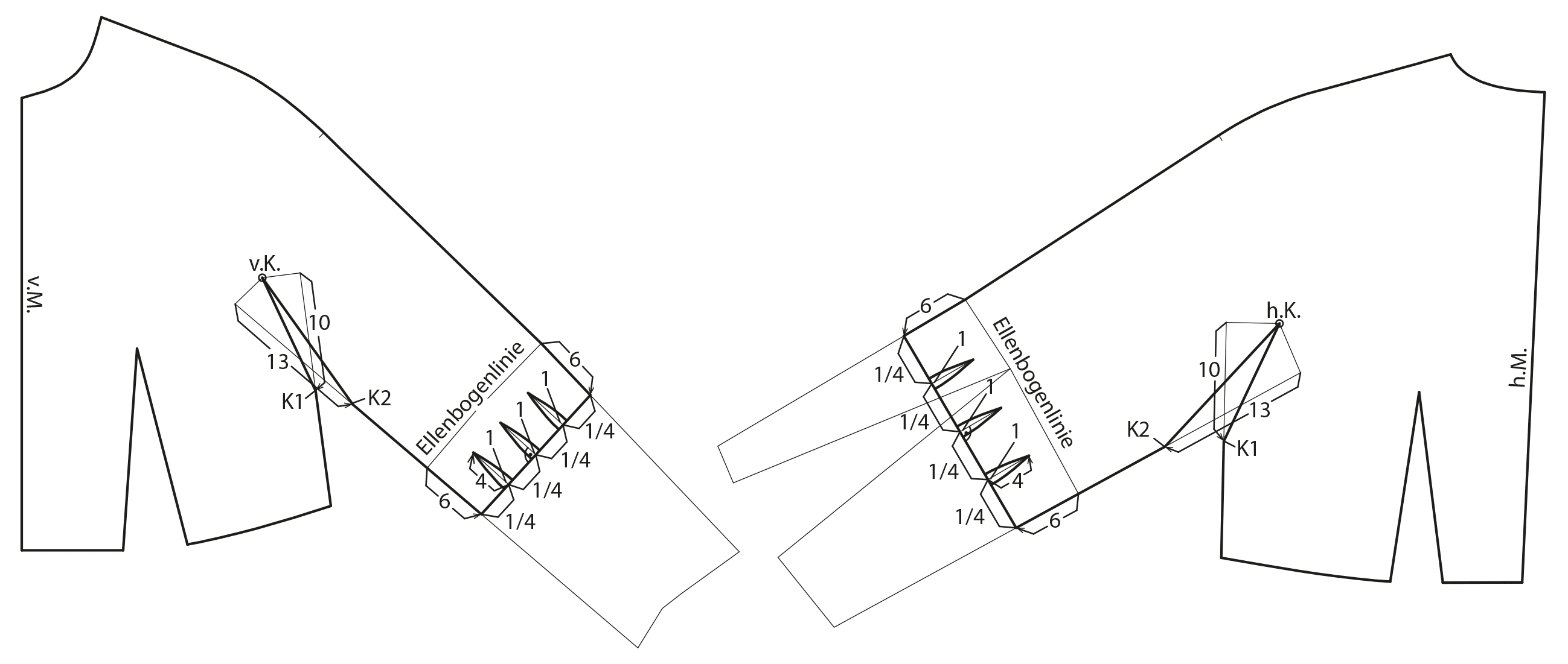 Schnittkonstruktion Vorbereitung Drachenkeil