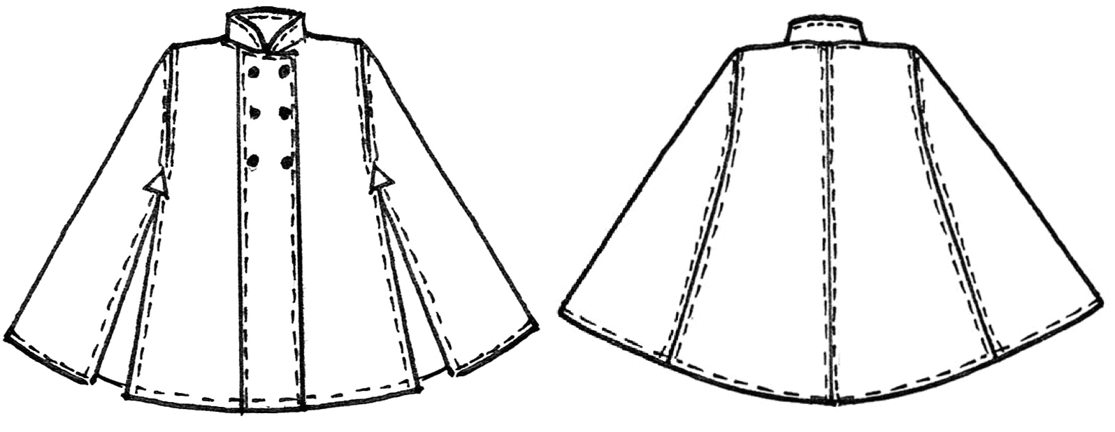 Schnittkonstruktion Cape mit Stehkragen