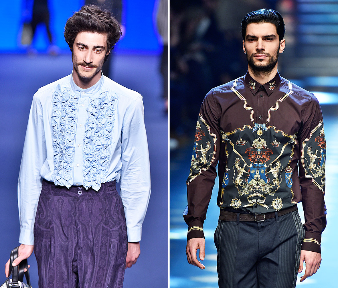 Hemden auf dem Laufsteg bei Etro und Dolce & Gabbana