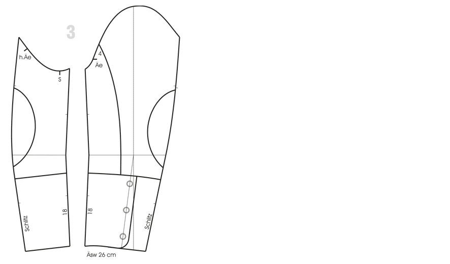 Schnittkonstruktion für Ärmel von Trachtenjacke