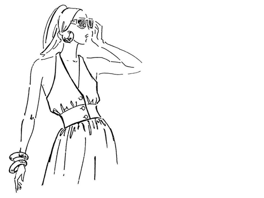 Zeichnung eines Neckholder-Kleides.