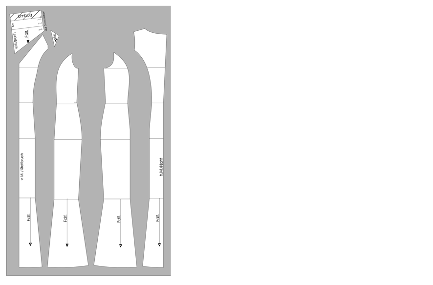 Schnittteile Abendkleid mit Römerfalten