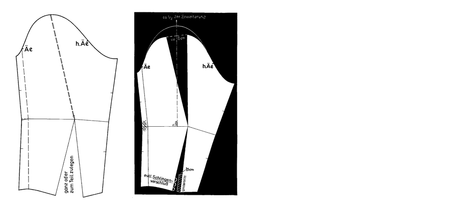 Schnitt für Mäßig weiten Keulenärmel