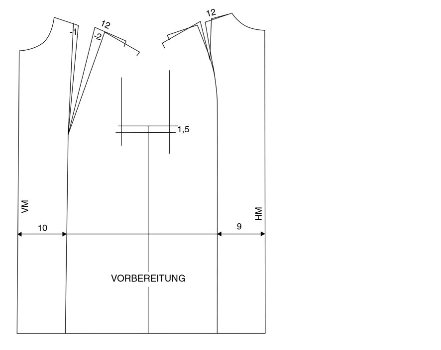 Schnittkonstruktion einer Schluppenbluse