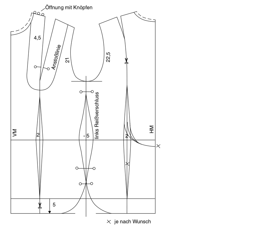 Schnittkonstruktion einer Schluppenbluse