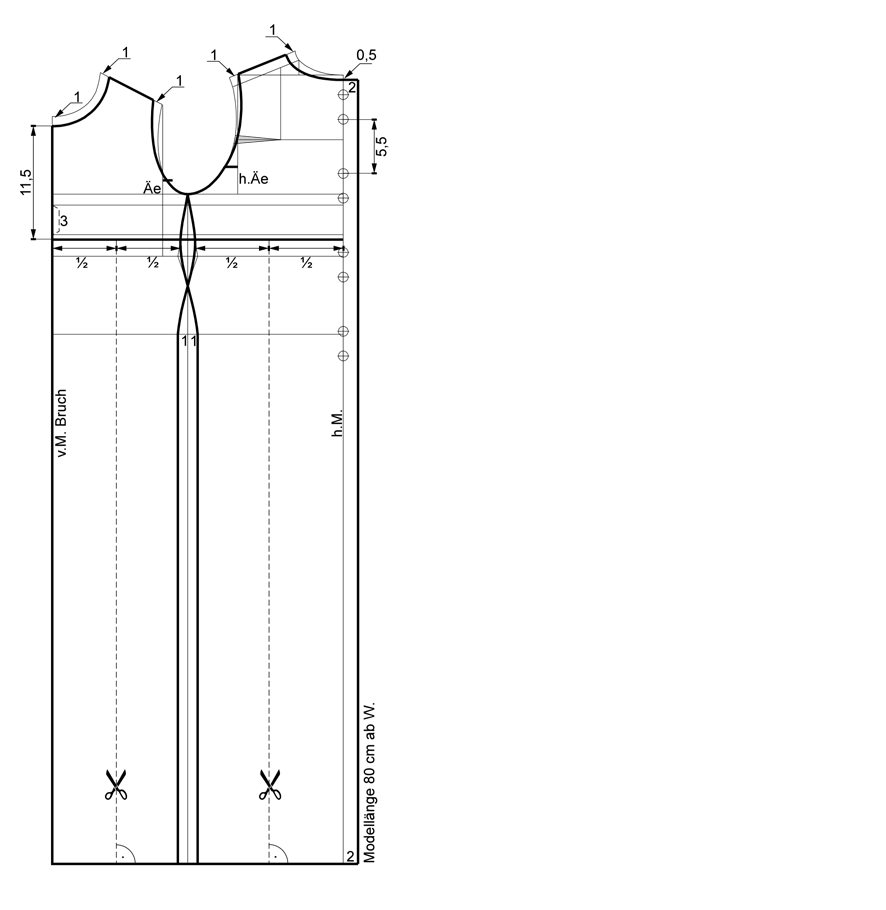 Schnittkonstruktion für das Taufkleid