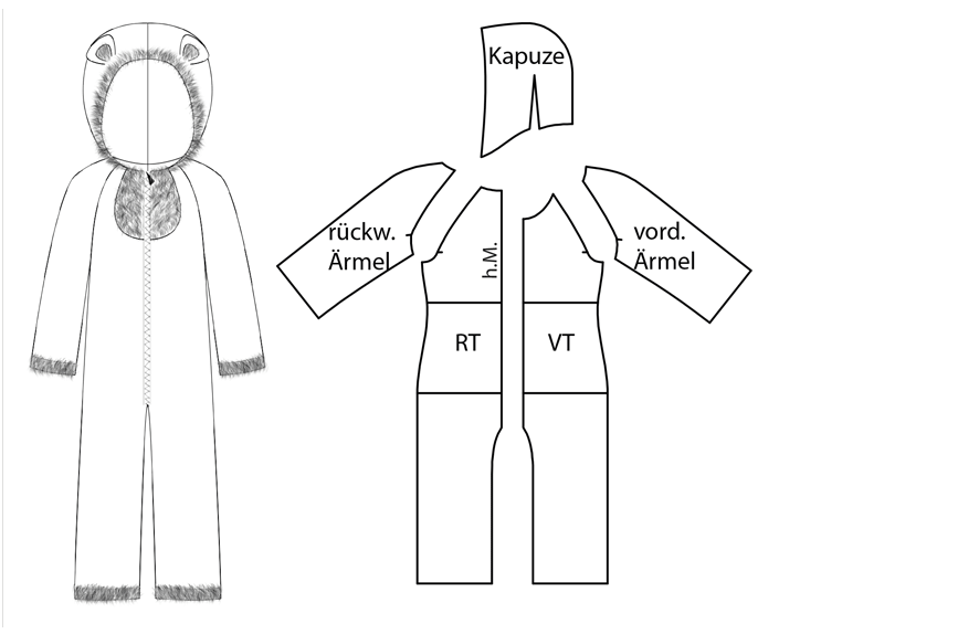 Schnittmuster Faschingskostüm für Kinder Bär