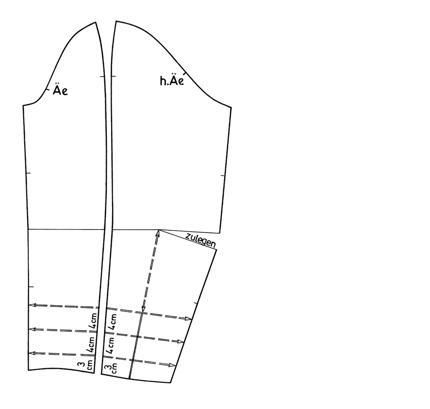 Schnittkonstruktion für einen Ärmel mit Raffung