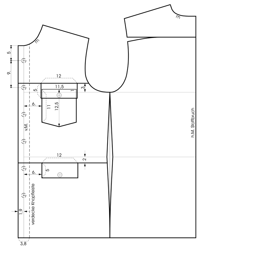 Schnittkonstruktion für ein Safari Hemd
