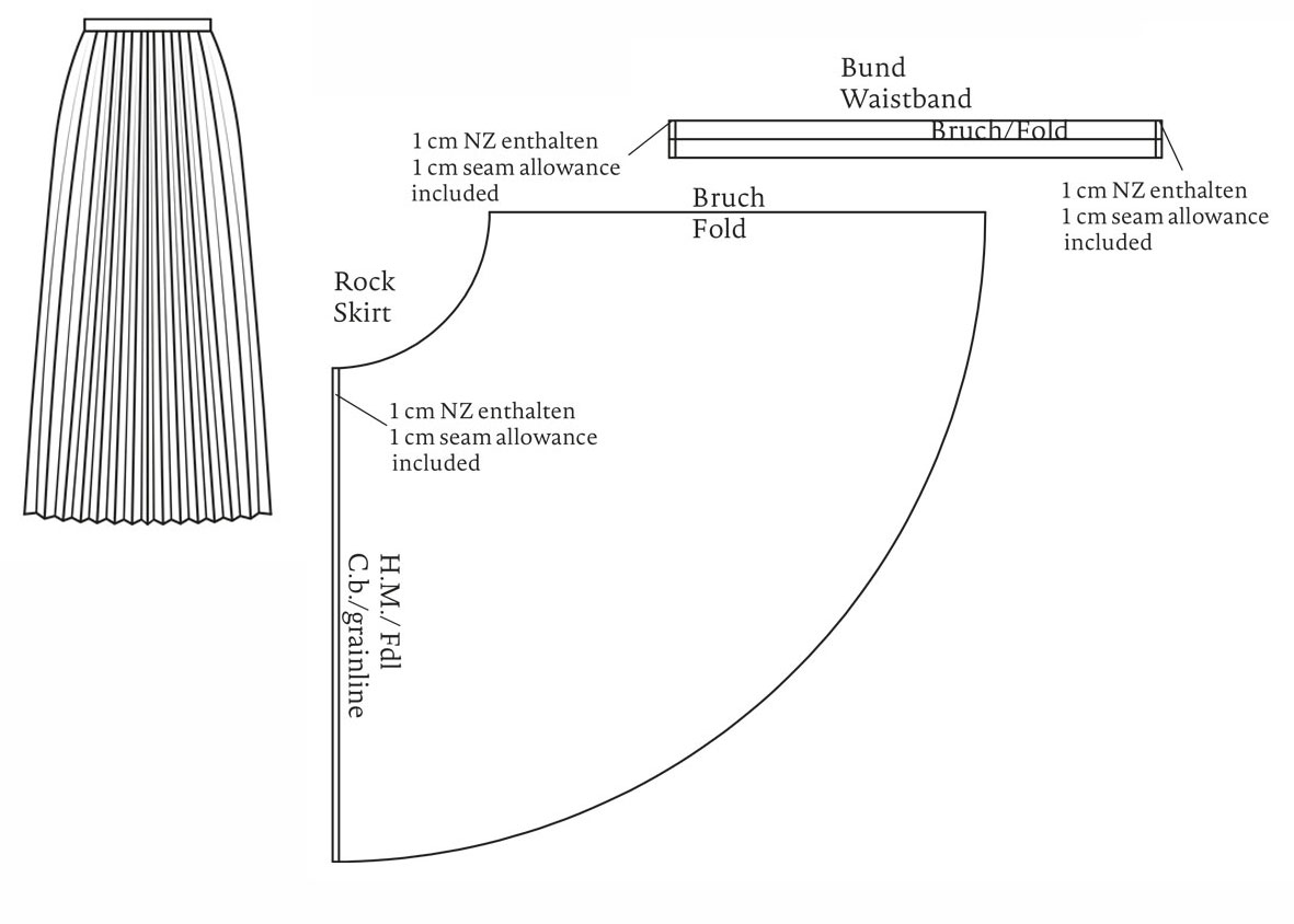 Schnittmuster Plisseerock