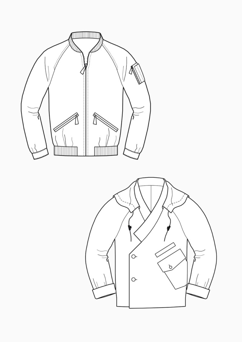 Produkt: Schnitt-Technik HAKA Gradieren Raglan Blouson Asymmetrische Oversized Jacke mit Kapuze