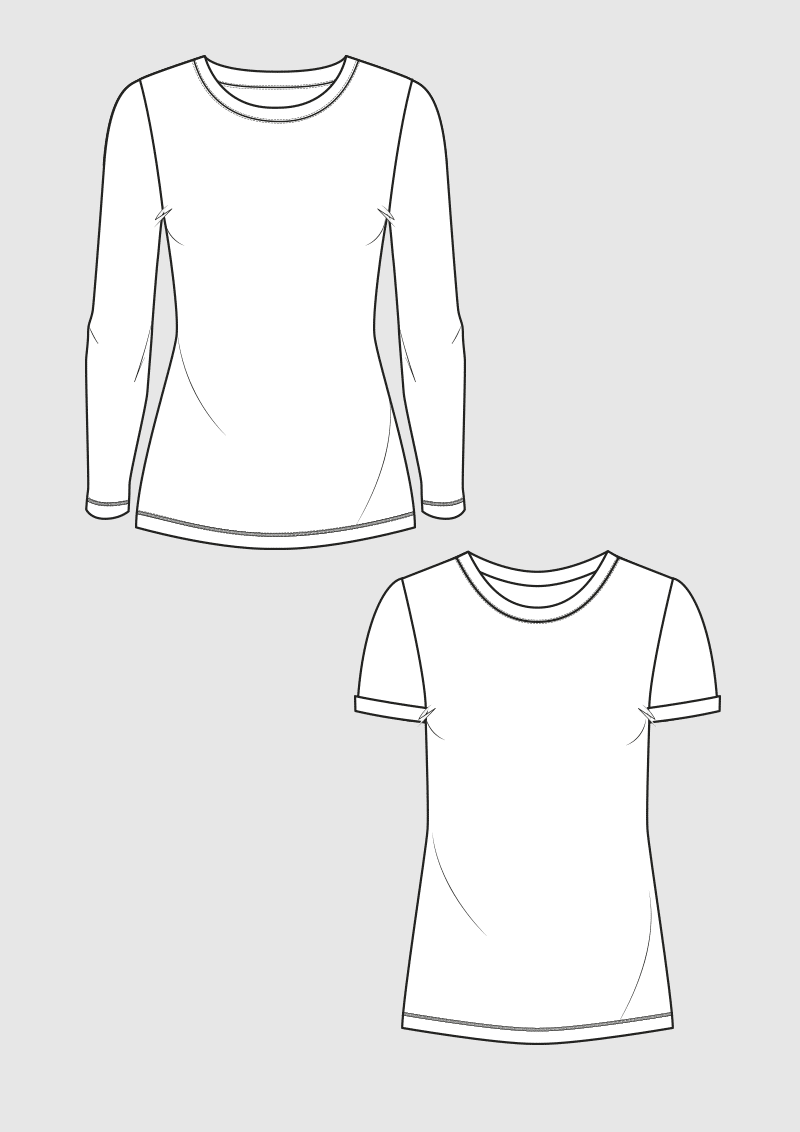 Produkt: Schnittmuster DOB Grundschnitt Langarmshirt und T-Shirt