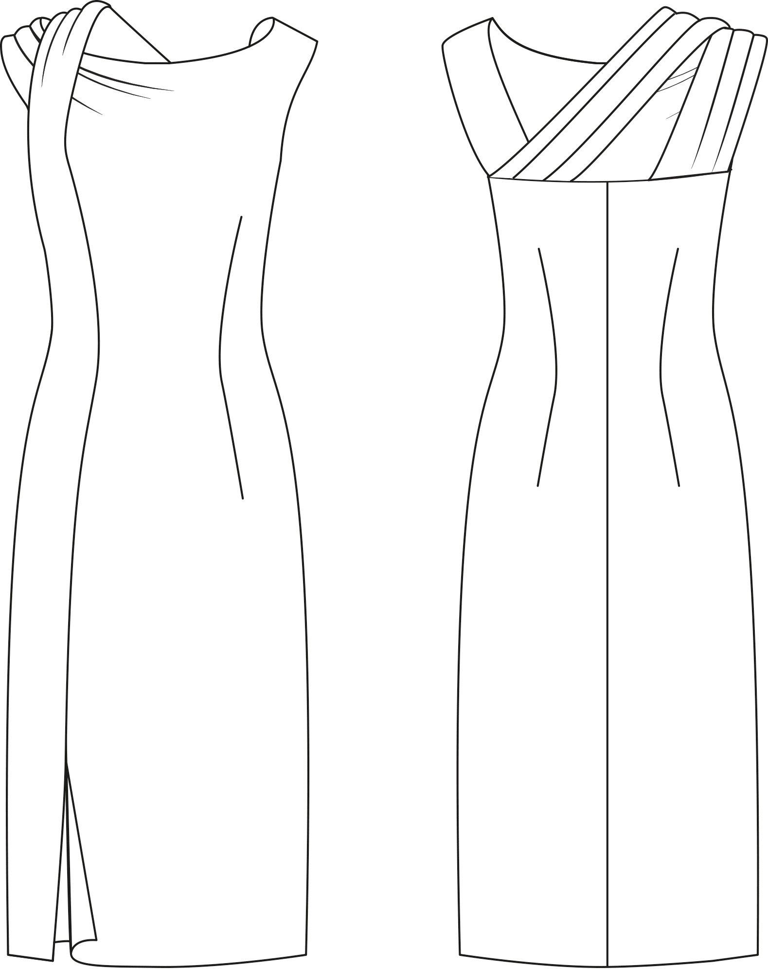 Dress with draping Shoulder Pattern › M.Mueller & Sohn