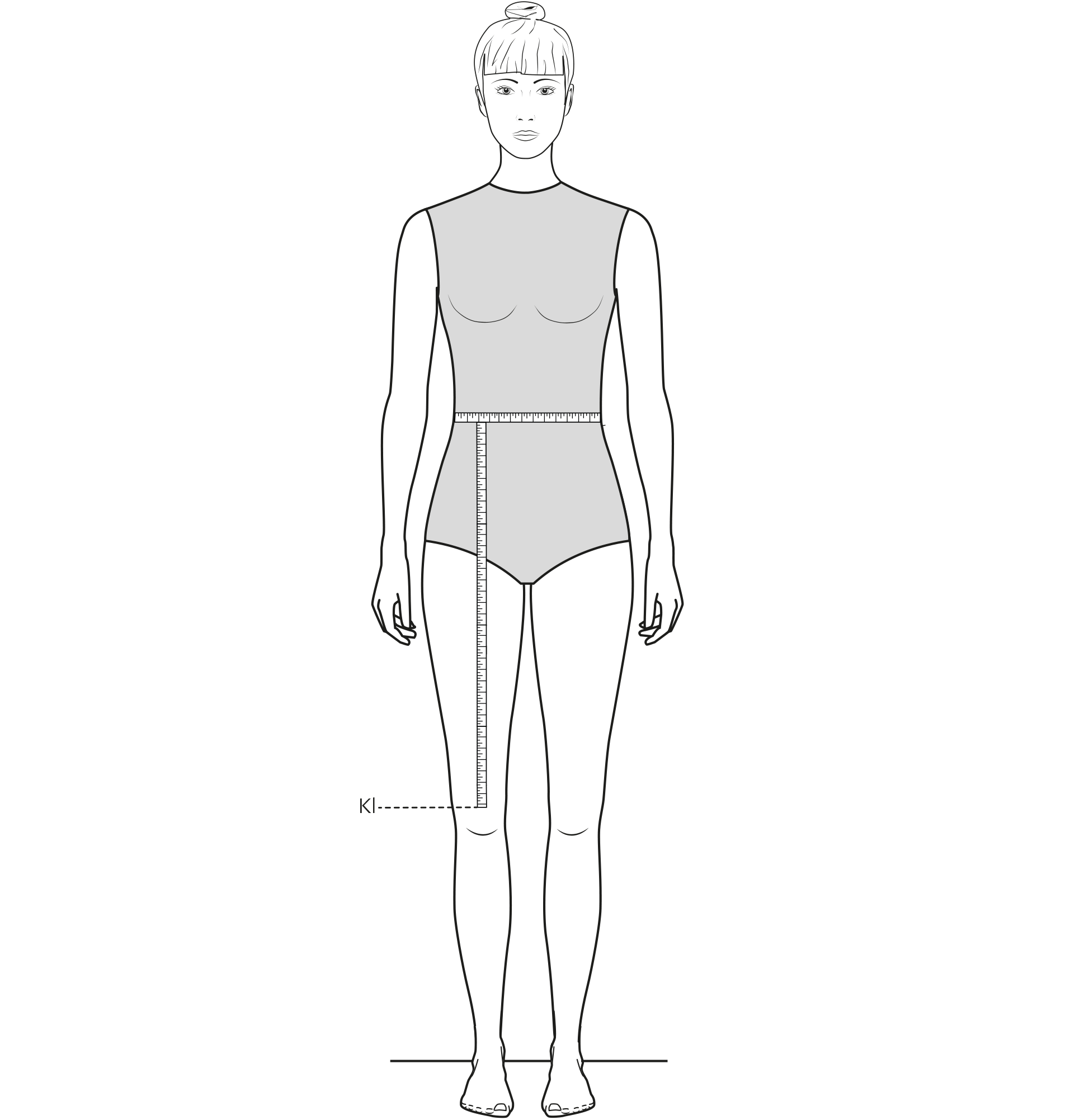 This figure shows the measurement of the Knee length.