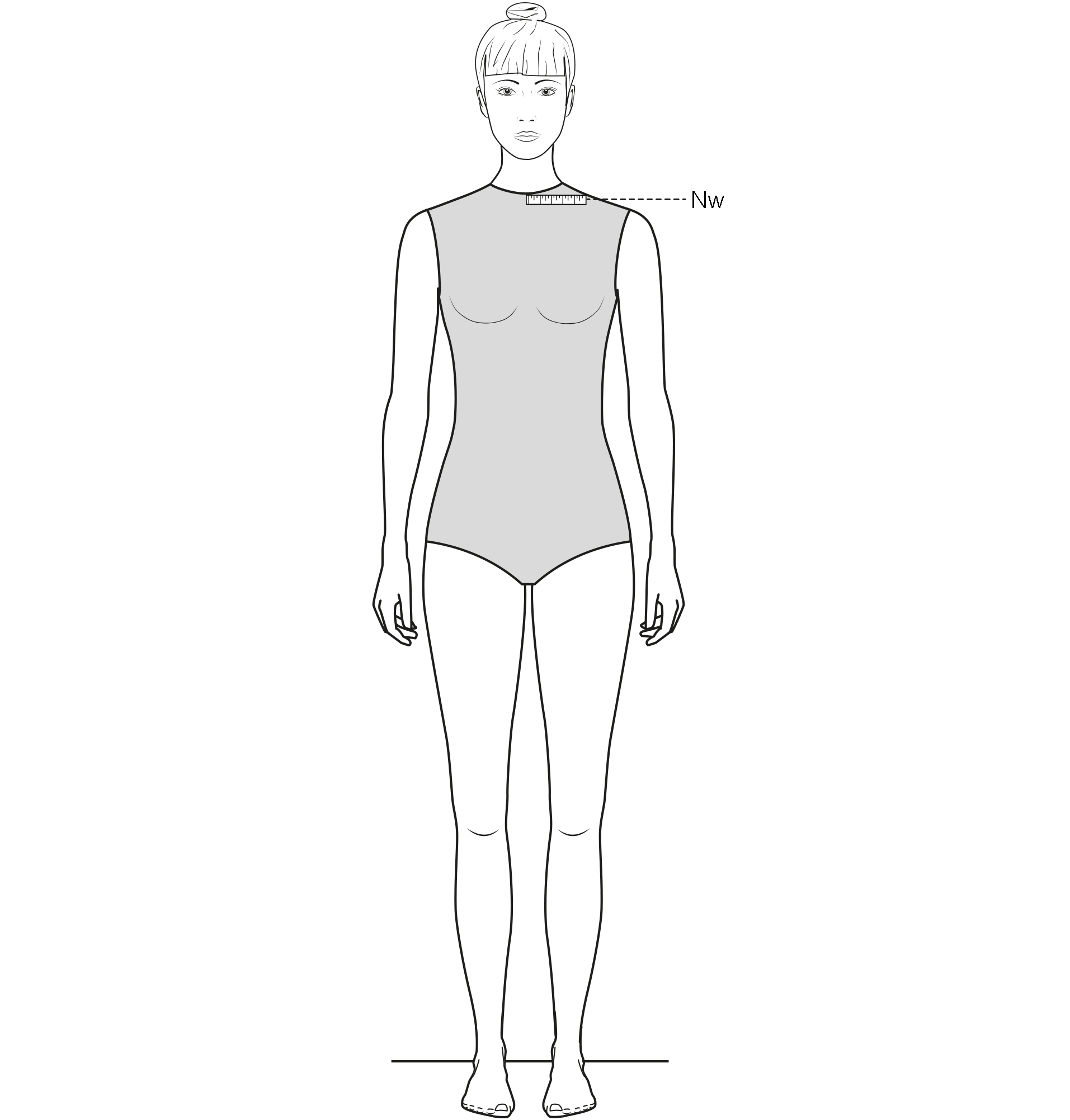 This figure shows the measurement of the Neck width.