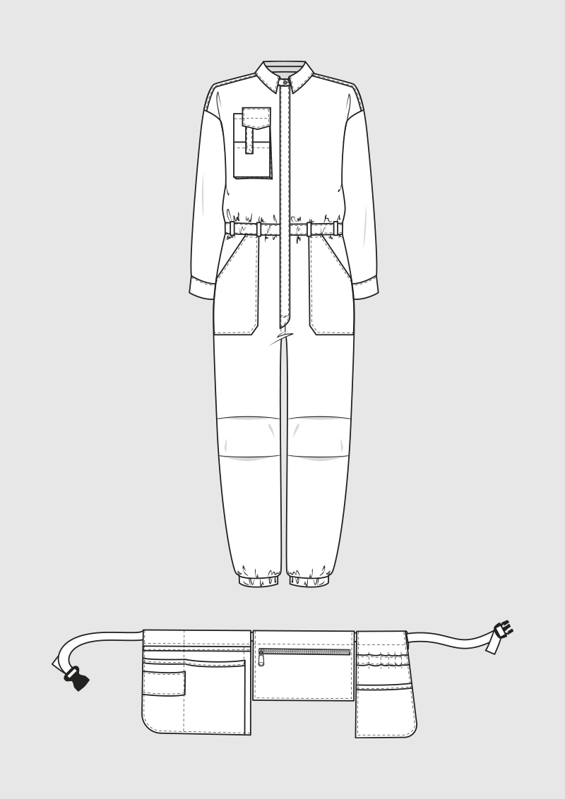 Product: Pattern Unisex Boiler Suit & Tool Belt