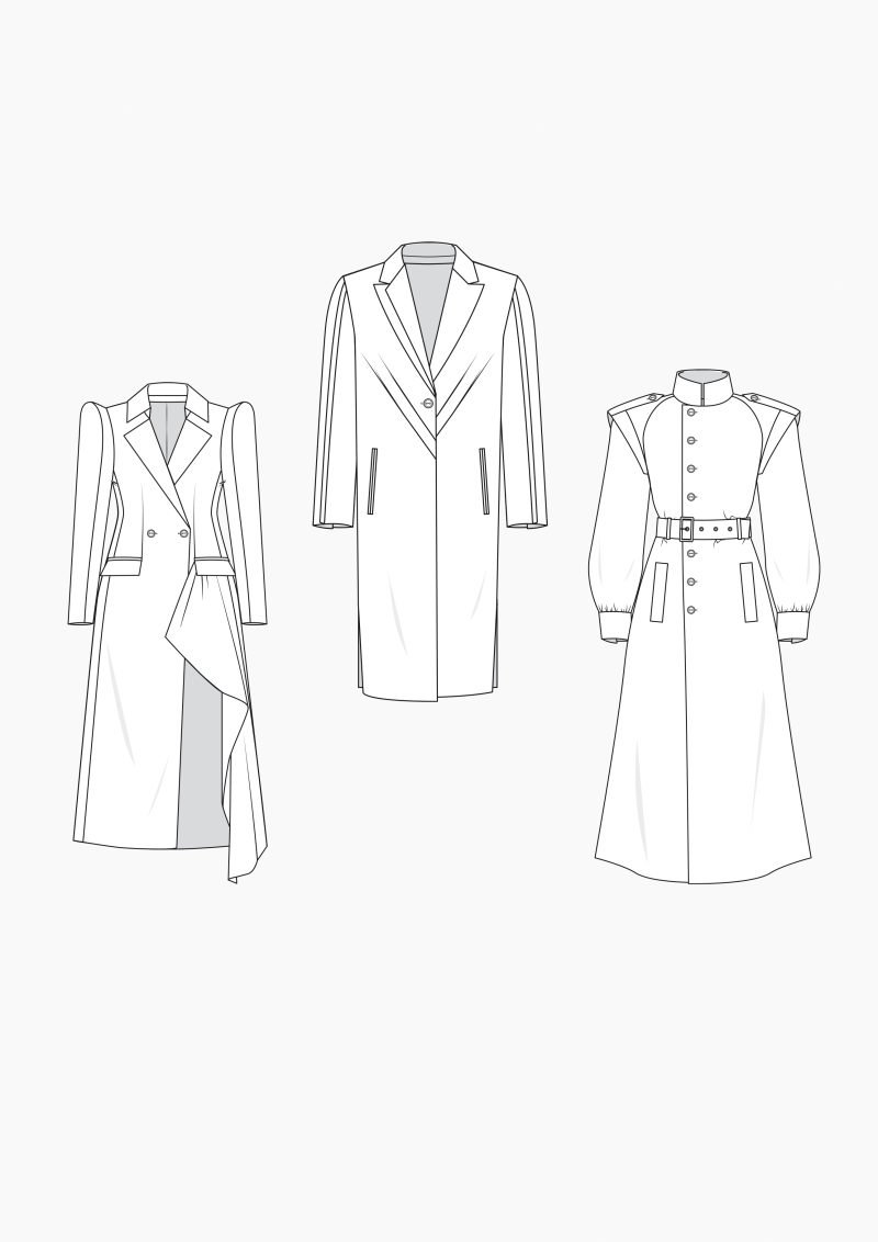 Product: Pattern Technique Coats with Emphasised Shoulders for Women