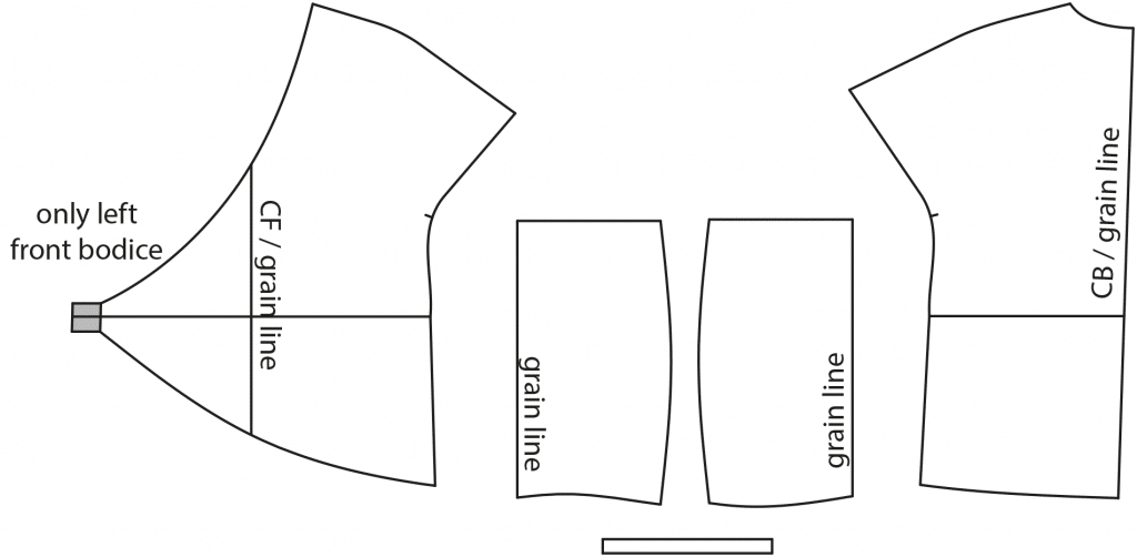 The photo shows the pattern pieces of a blouse. The pattern is available on the pattern sheet.