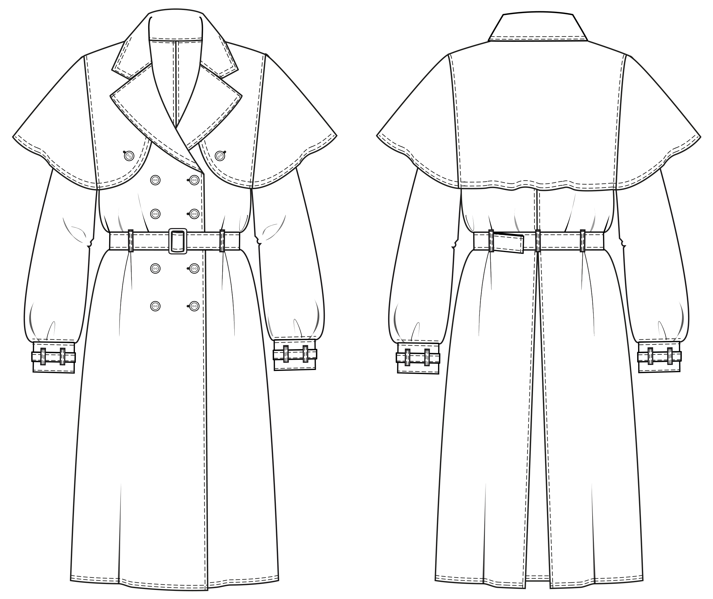 TRENCH COAT Fashion Design Flat Sketches To Download Hong Kong ...