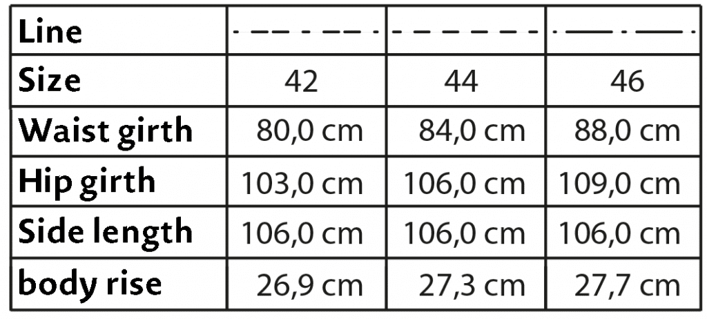 Sta Prest Trousers Measurement Chart  Kiss Kiss Heart