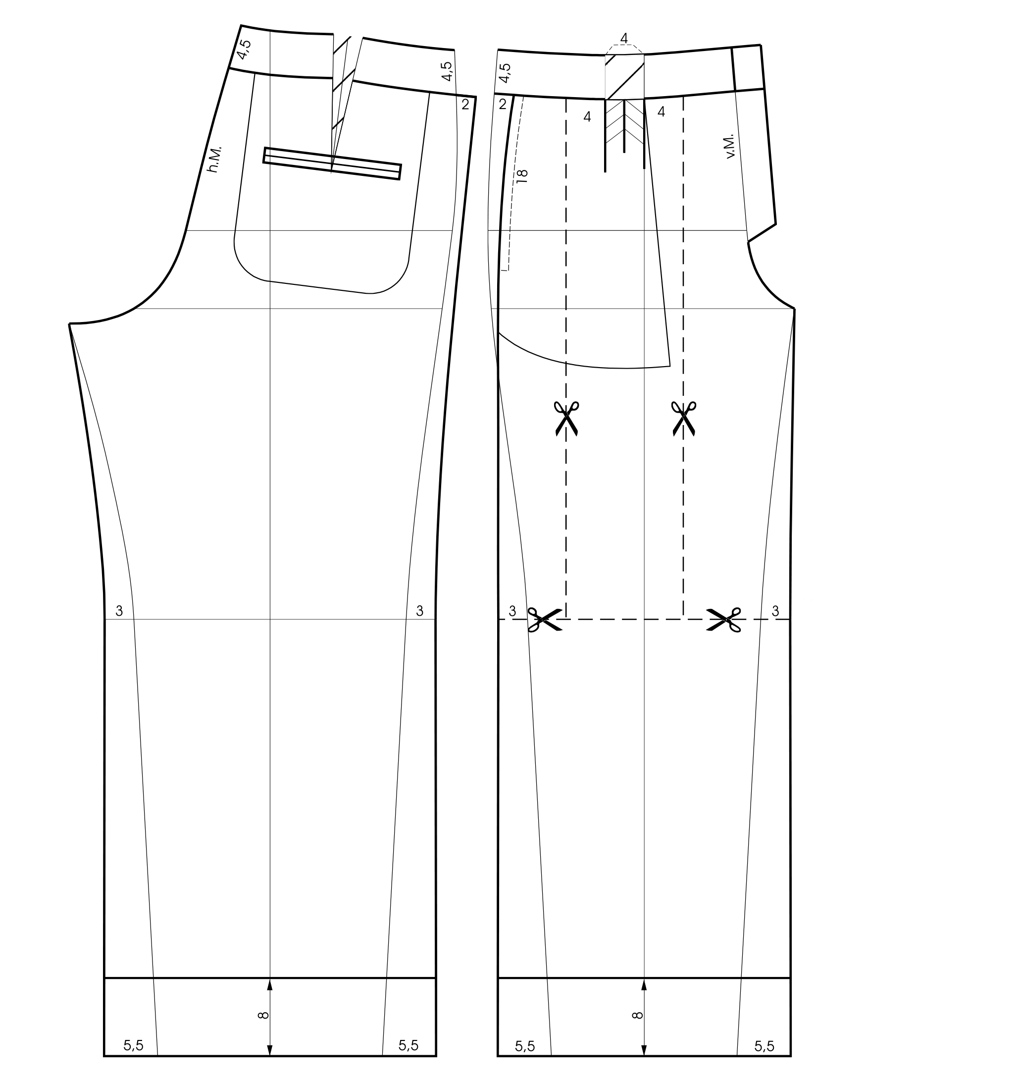 pattern construction for Pleated Pants
