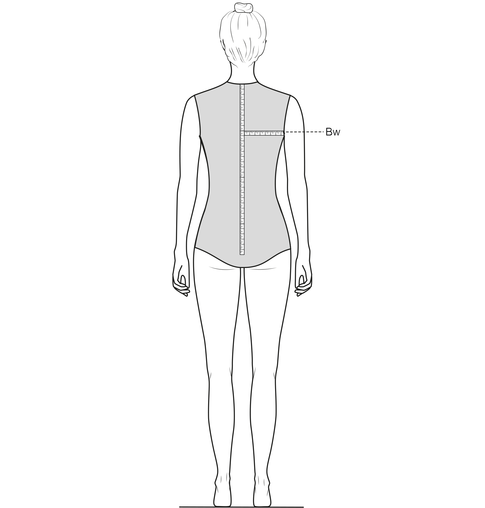 This figure shows the measurement of the Back width