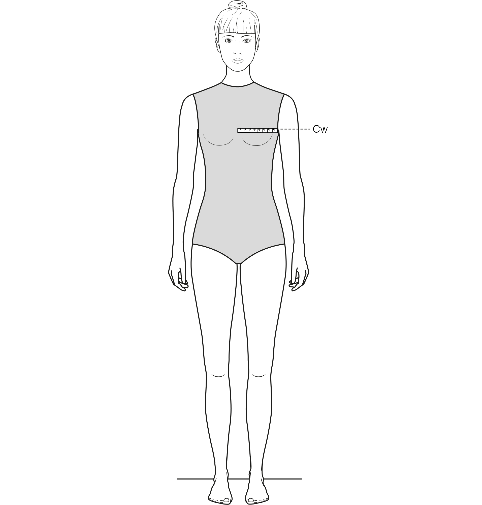 This figure shows the measurement of the Chest width