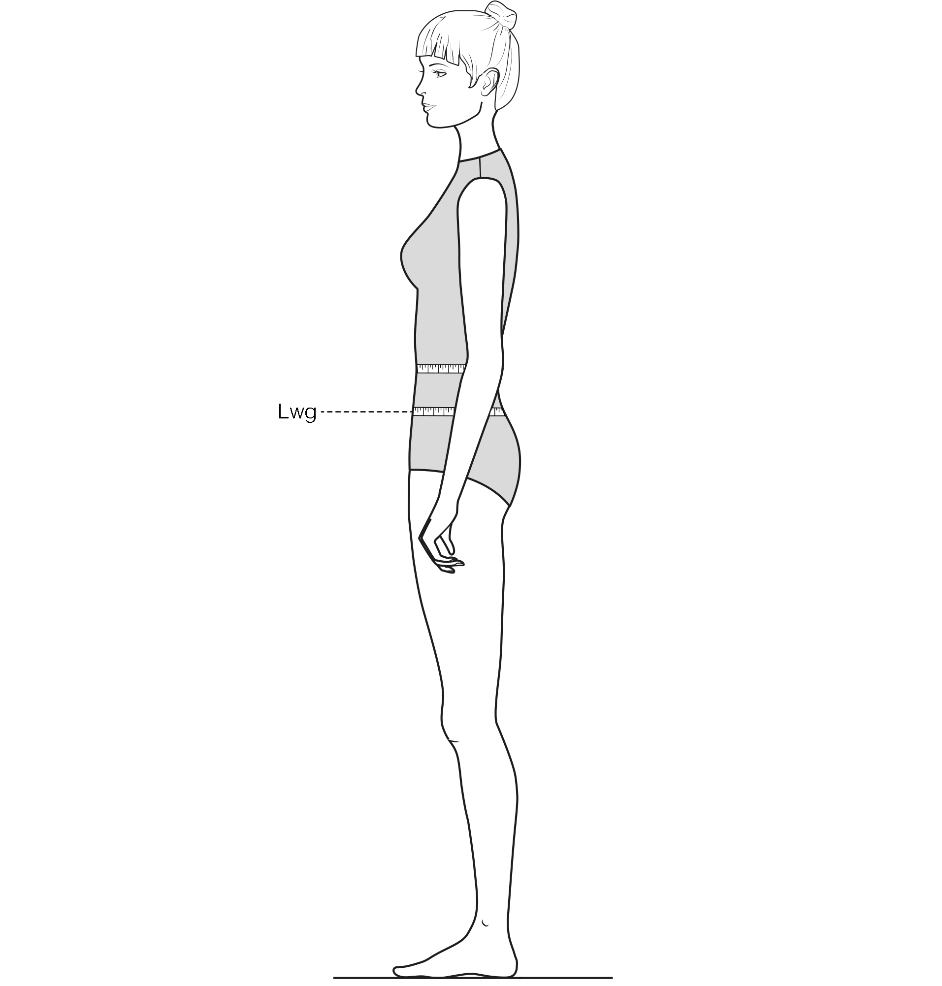 This figure shows the measurement of the Low waist girth