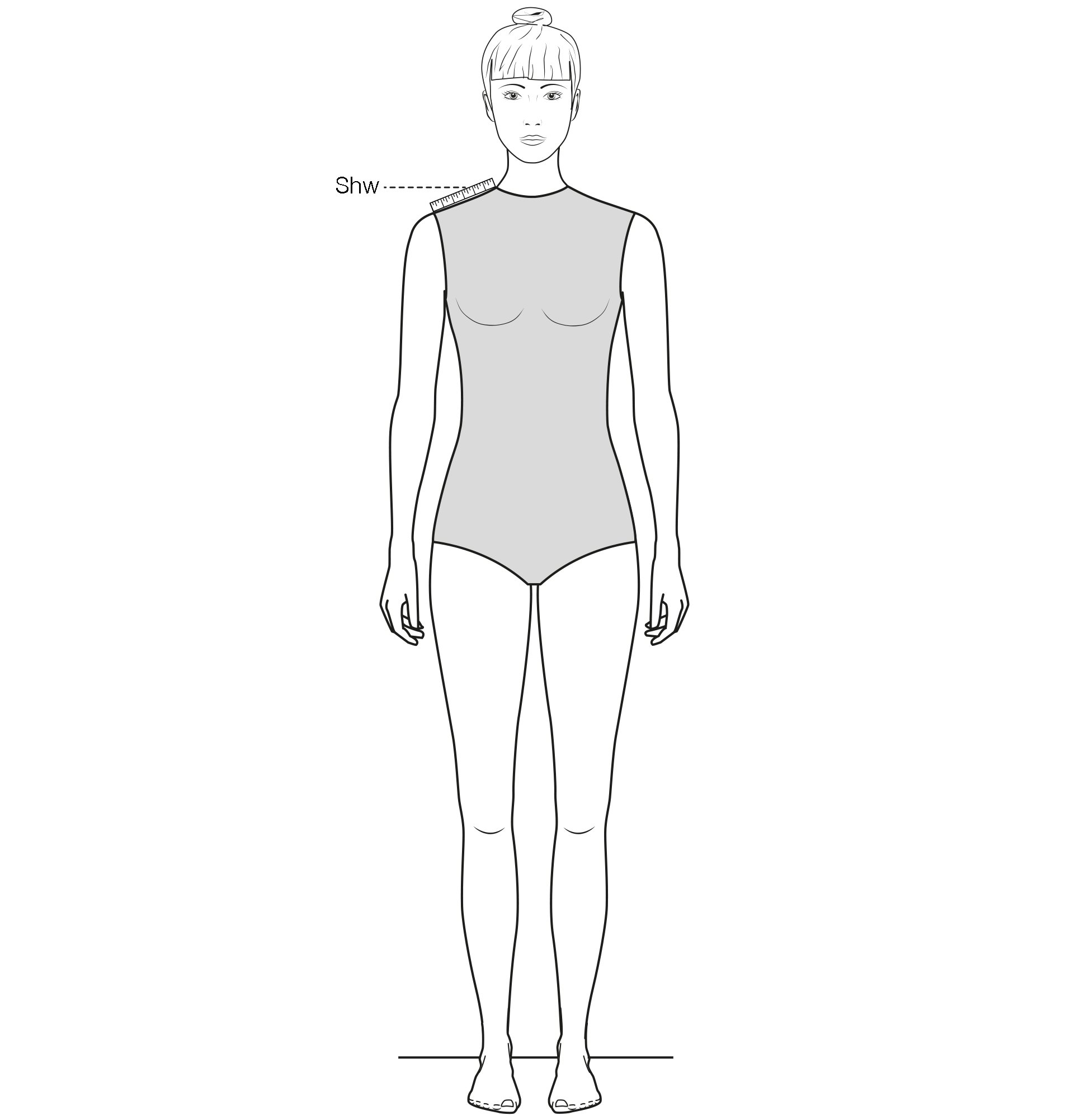 This figure shows the measurement of the Shoulder width