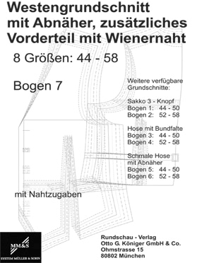 Produkt: Schnittmuster Westengrundschnitt – Bogen Nr. 7