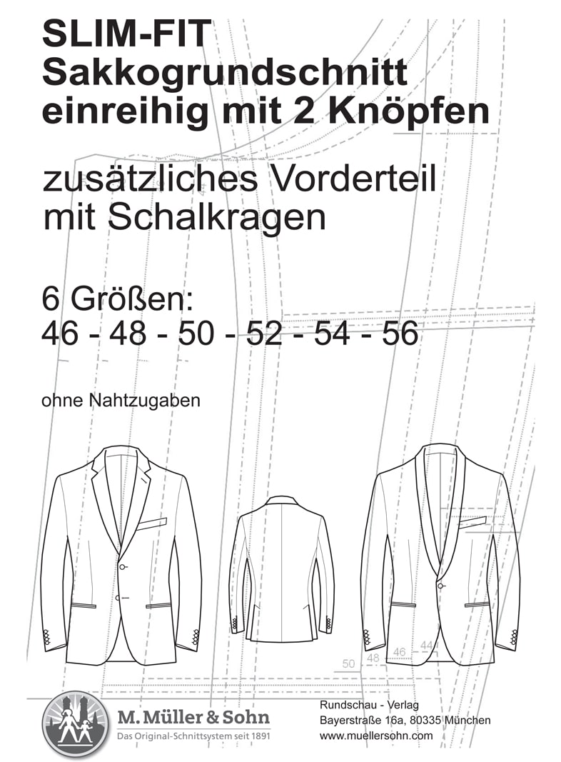 Produkt: Schnittmuster SLIM-FIT Sakkogrundschnitt einreihig